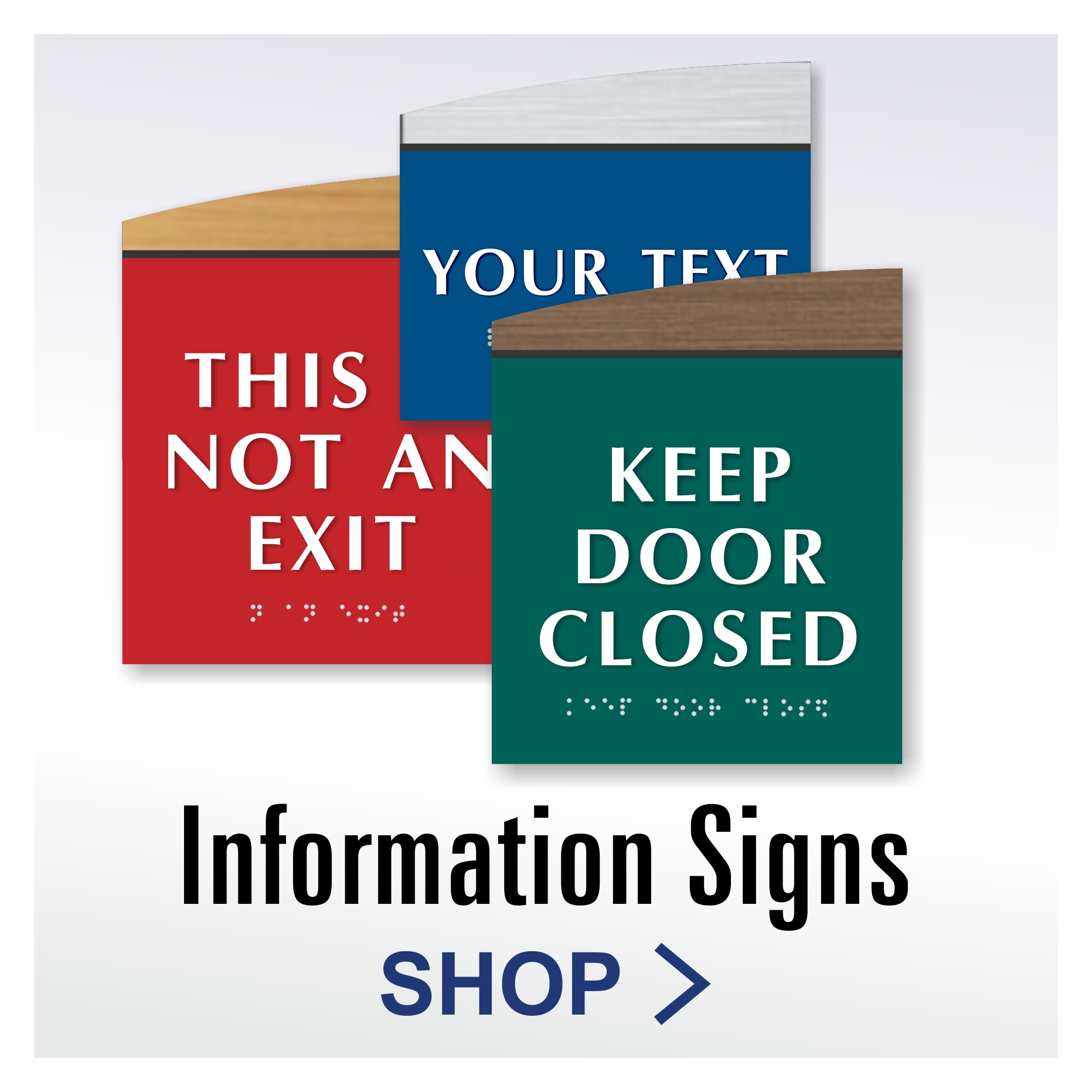 Wave Series interior sign system showing informational Signs